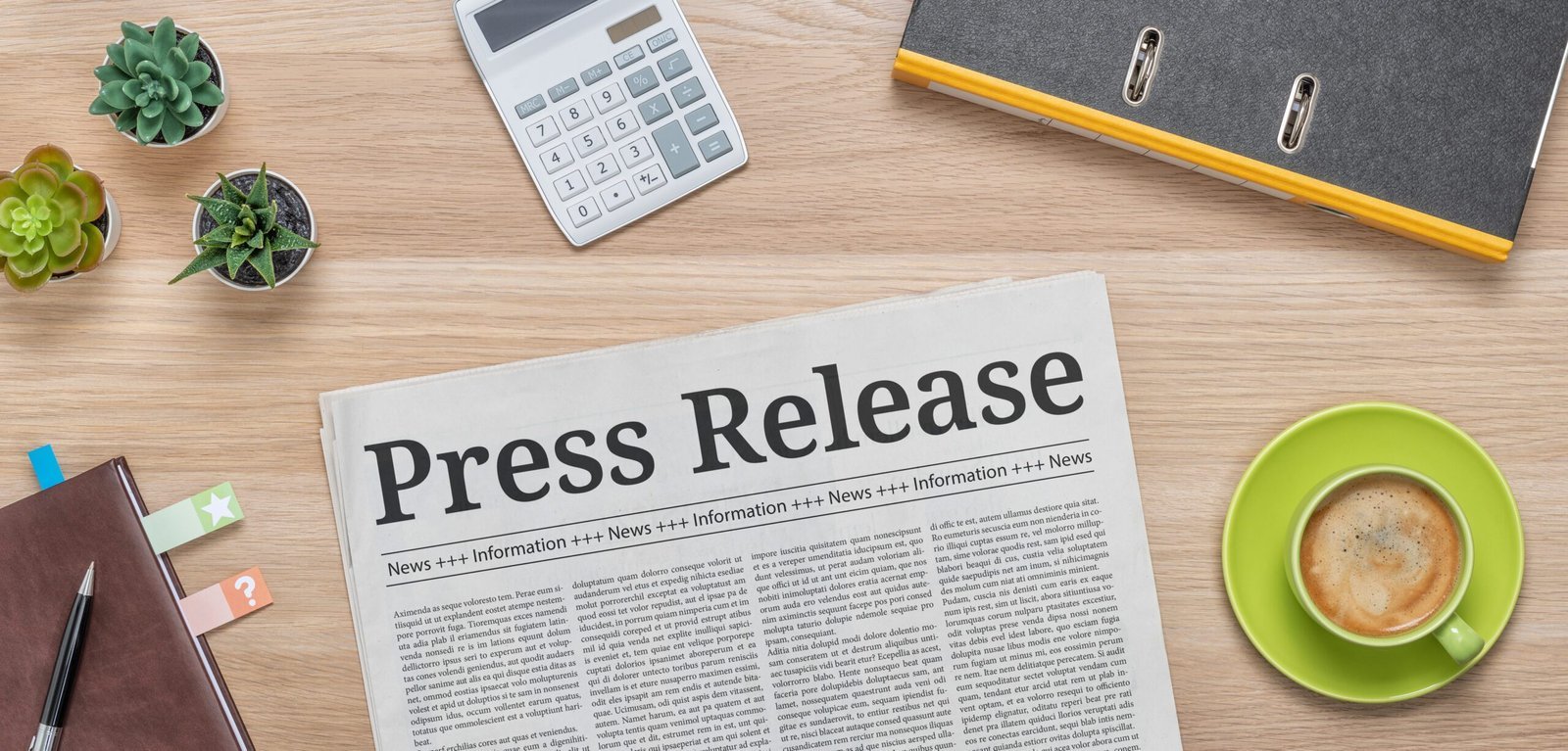 Newspaper with the headline press releases