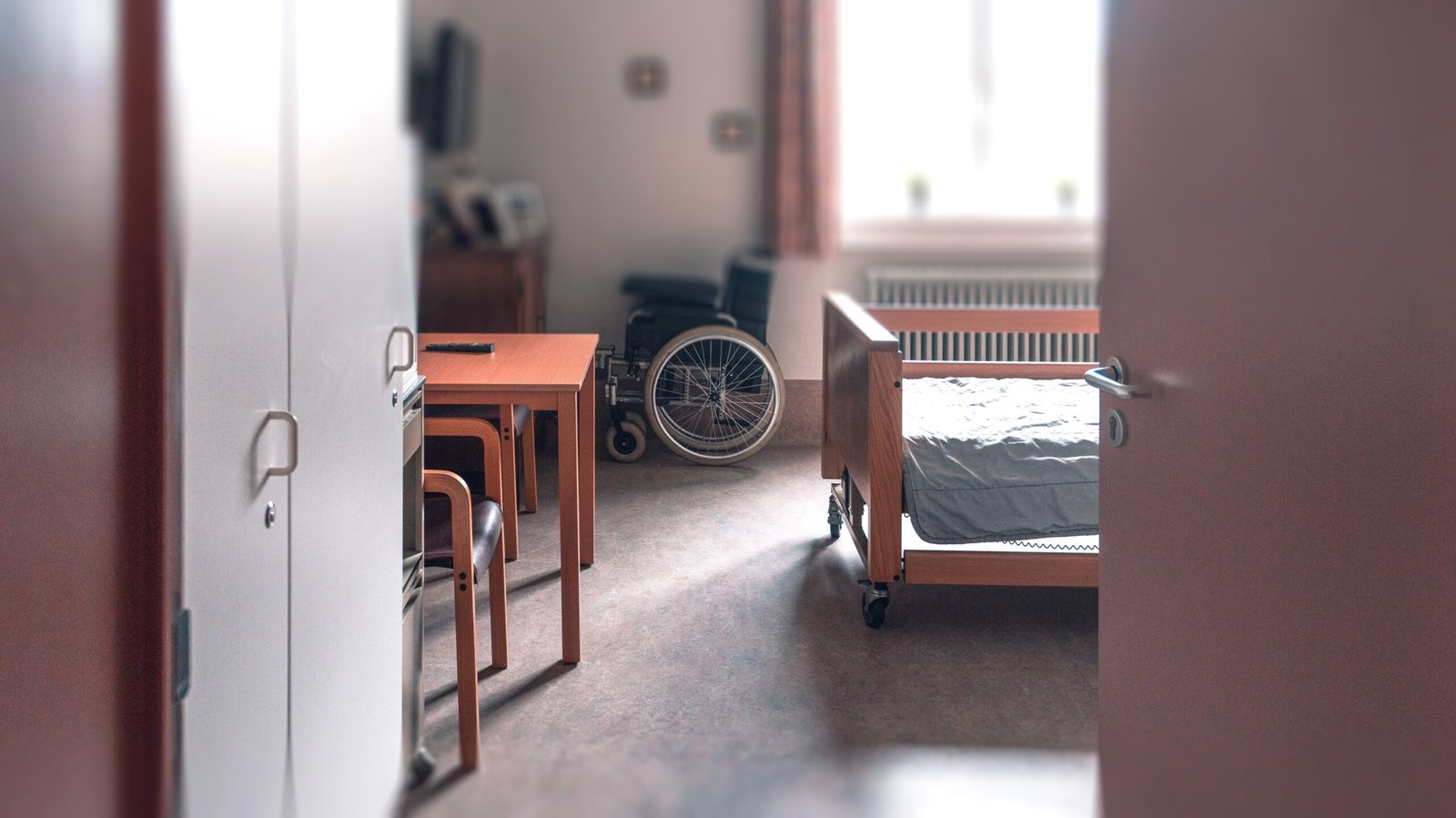 Door opening to a typical care home room.