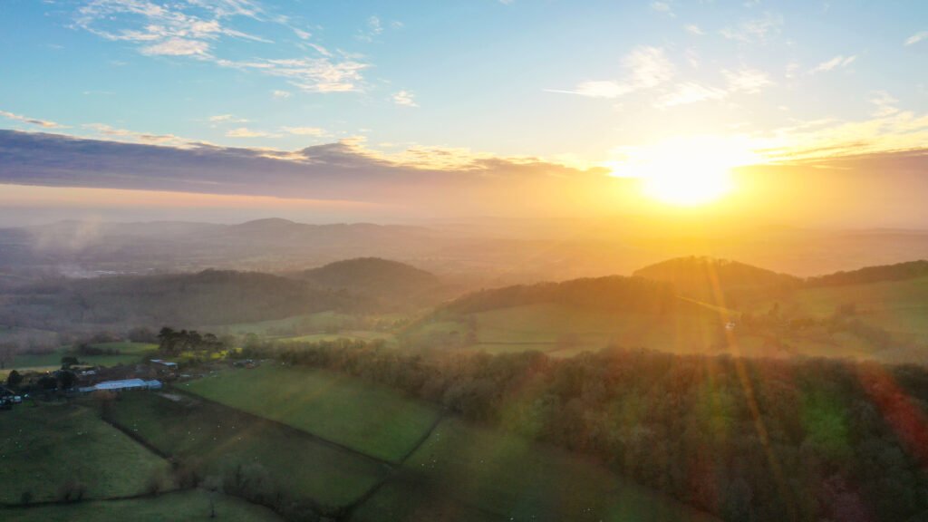 Drone shot of a sunset