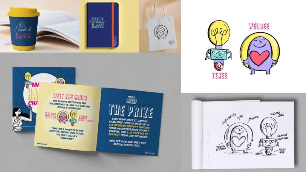 Branding and designs for Meet The Winns - in a cartoon style